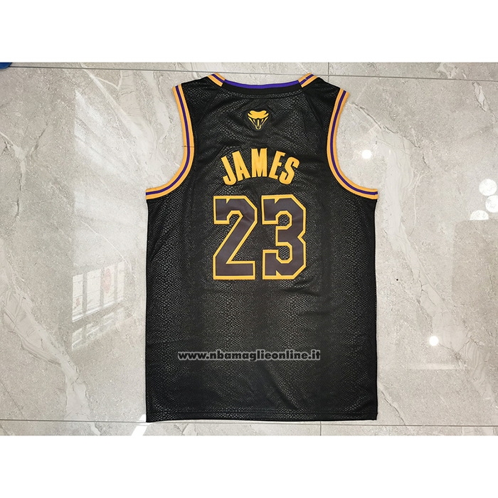 Maglia Los Angeles Lakers LeBron James #23 Black Mamba Nero